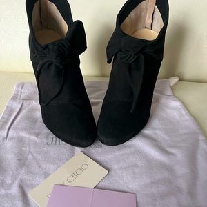 Jimmy Choo Erica Black Suede Bow Ankle Booties
